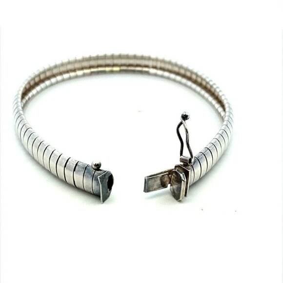 Estate Italian Sterling Silver 7 ½" Bracelet w/ Safety Bar! 8 - Picture 7 of 10